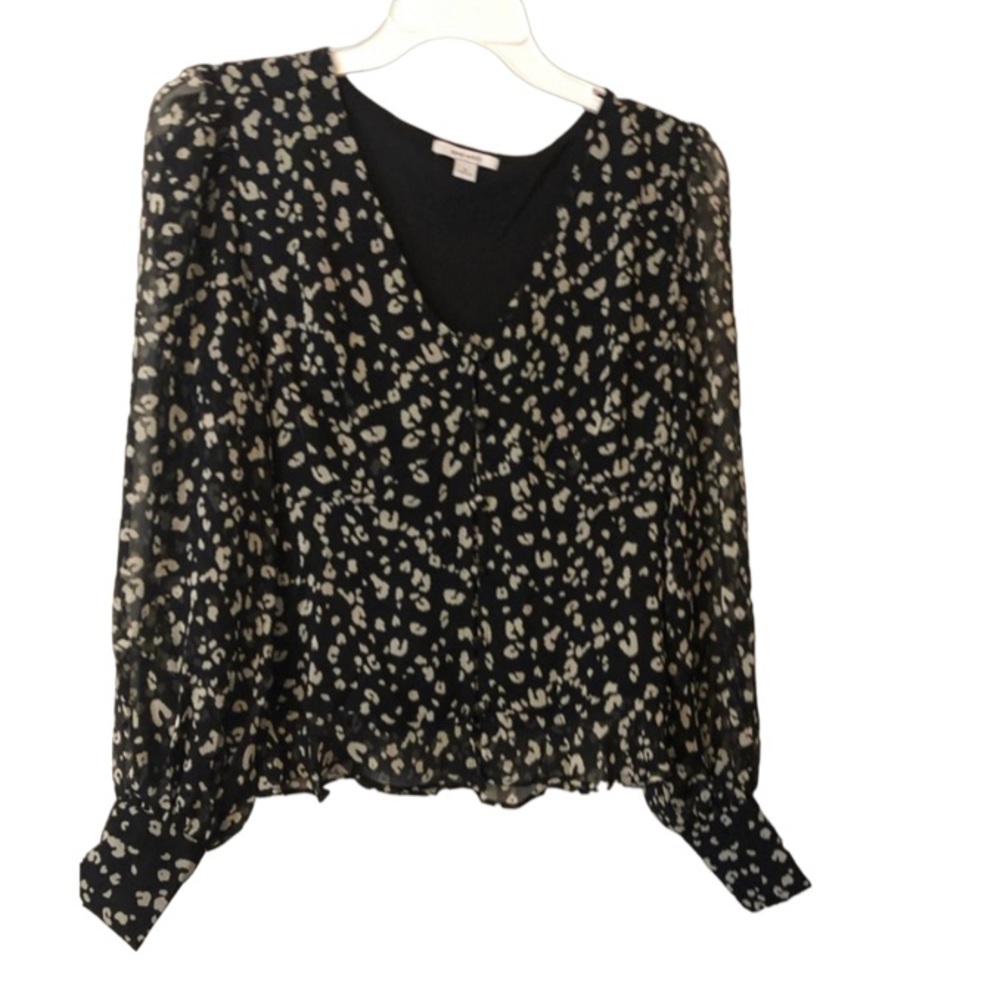 NWT Nine West Balloon Sleeve Black Blouse
